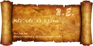 Mátéfi Elina névjegykártya
